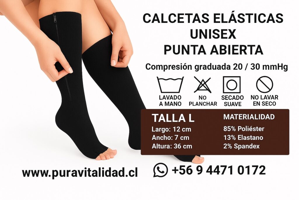 Calceta negra elástica de compresión talla L